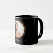 黒い金ゴールドフォト名スクリプト マグカップ (正面右)