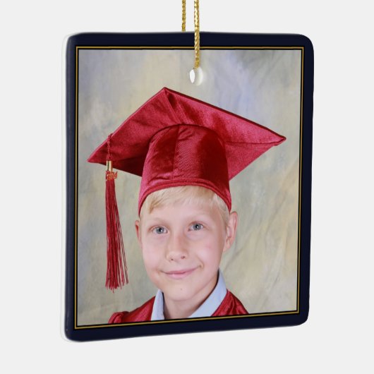 黒い金ゴールドフレームの卒業生の記念品の学校 セラミックオーナメント (右)