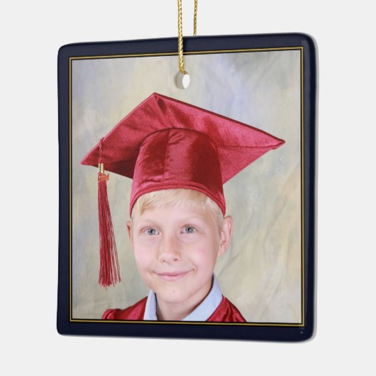 黒い金ゴールドフレームの卒業生の記念品の学校 セラミックオーナメント (左)