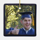 黒い金ゴールドフレームの卒業生の記念品の学校 セラミックオーナメント (裏面)