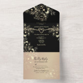 黒い金ゴールドフローラオールインワンウェディング招待 オールインワン招待状 (内側)