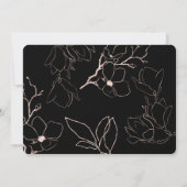 黒い金ゴールドフローラ写真の卒業発表 招待状 (裏面)