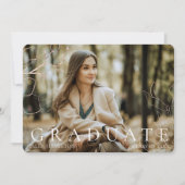 黒い金ゴールドフローラ写真の卒業発表 招待状 (正面)