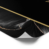 黒い金ゴールドフローラ婚約パーティウェルカムサイン ポスター (角)