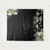 黒い金ゴールドフローラ結婚ライトの背景 タペストリー (正面(横))