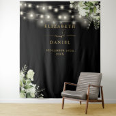 黒い金ゴールドフローラ結婚ライトの背景 タペストリー (インサイチュ)