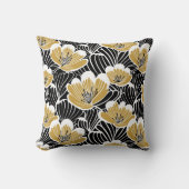 黒い金ゴールドフローラ クッション (正面)