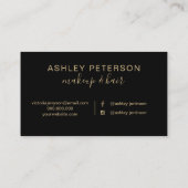 黒い金ゴールドブラシストローク毛の化粧のタイポグラフィ 名刺 (裏面)