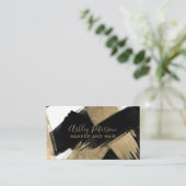 黒い金ゴールドブラシストローク毛の化粧のタイポグラフィ 名刺 (スタンド正面)