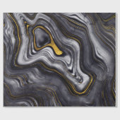 黒い金ゴールドブルーのアゲート大理石は豪華なパーティー ラッピングペーパー (フラット)