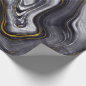 黒い金ゴールドブルーのアゲート大理石は豪華なパーティー ラッピングペーパー (角)