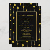 黒い金ゴールドホイモダンルのカップルのシャワー 招待状 (正面/裏面)