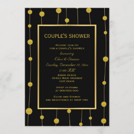 黒い金ゴールドホイモダンルのカップルのシャワー 招待状