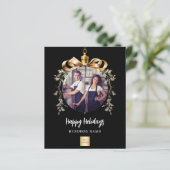 黒い金ゴールドボーブルのビジネス写真クリスマスカード (スタンド正面)