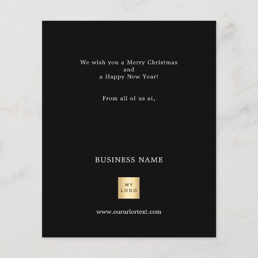 黒い金ゴールドボーブルのビジネス写真クリスマスカード チラシ (裏面)