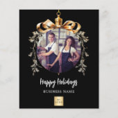 黒い金ゴールドボーブルのビジネス写真クリスマスカード チラシ (正面)