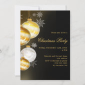 黒い金ゴールドボーブルクリスマスパーティー 招待状 (正面)
