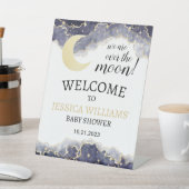 黒い金ゴールドムーンスターズ赤ちゃんシャワー歓迎サイン 台座サイン (インサイチュ)