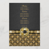 黒い金ゴールドメニューダマスク織の結婚式のテンプレート メニュー (裏面)