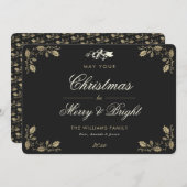 黒い金ゴールドメリーと明るいホリデーカード シーズンカード (正面/裏面)