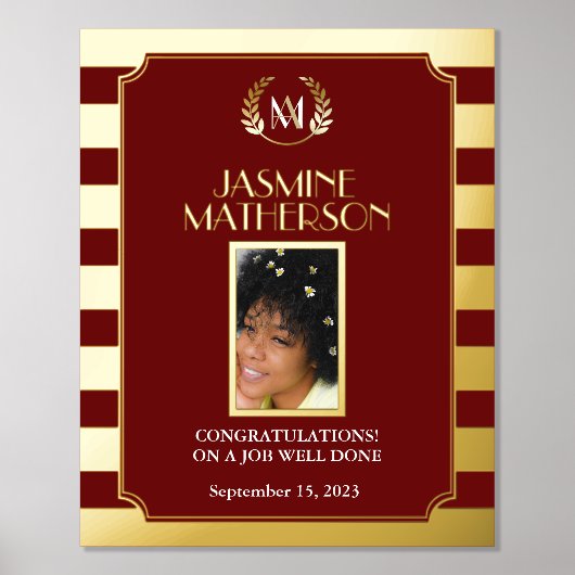 黒い金ゴールドモダン写真おめでとうジョブの完了 箔ポスター (正面)
