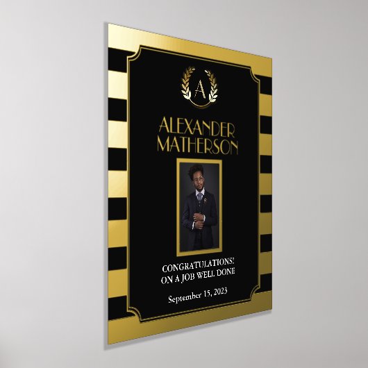 黒い金ゴールドモダン写真おめでとうジョブの完了 箔ポスター (レイダウン)