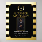 黒い金ゴールドモダン写真おめでとうジョブの完了 箔ポスター (正面)