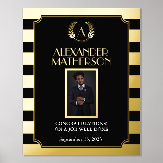 黒い金ゴールドモダン写真おめでとうジョブの完了 箔ポスター (正面)