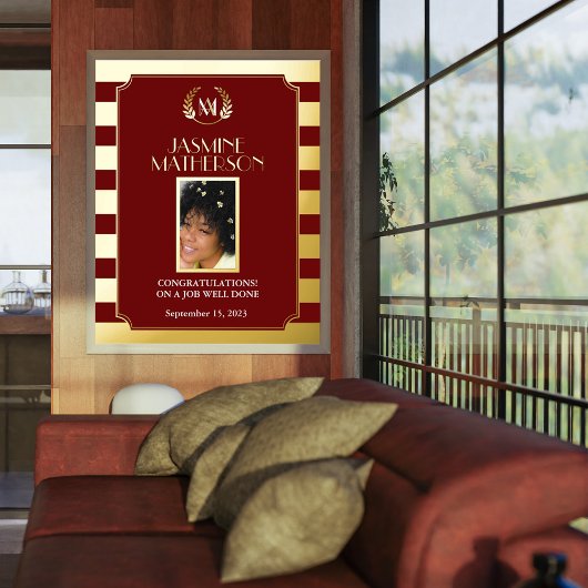 黒い金ゴールドモダン写真おめでとうジョブの完了 箔ポスター