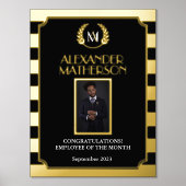 黒い金ゴールドモダン写真の今月の従業員 箔ポスター (正面)