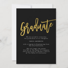 黒い金ゴールドモダン大学院写真 案内状