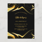 黒い金ゴールドモダン誕生日 インビテーションポストカード (正面)
