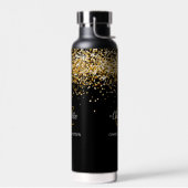 黒い金ゴールドモノグラム名 ウォーターボトル (左面)