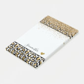 黒い金ゴールドレオパードプリントスパークル ポストイット (アングル)