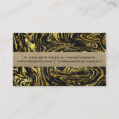 黒い金ゴールドワープ大理石背景 名刺 (裏面)