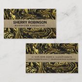 黒い金ゴールドワープ大理石背景 名刺 (正面/裏面)