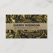 黒い金ゴールドワープ大理石背景 名刺 (正面)
