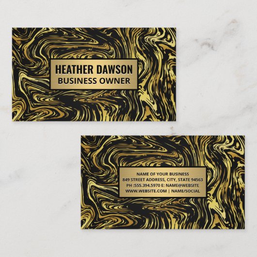 黒い金ゴールドワープ大理石 名刺 (正面/裏面)