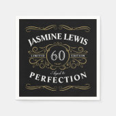 黒い金ゴールドヴィンテージが完璧な誕生日に熟成 スタンダードカクテルナプキン (正面)