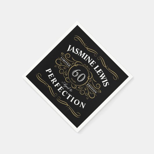 黒い金ゴールドヴィンテージが完璧な誕生日に熟成 スタンダードカクテルナプキン (角)