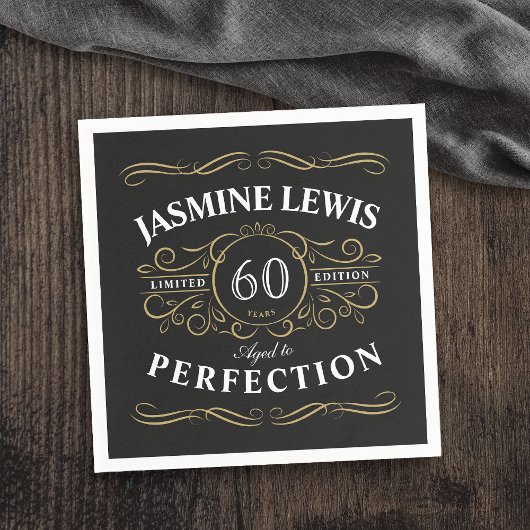 黒い金ゴールドヴィンテージが完璧な誕生日に熟成 スタンダードカクテルナプキン