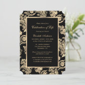 黒い金ゴールドヴィンテージフォトお祝いの生活 招待状 (スタンド正面)