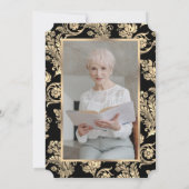 黒い金ゴールドヴィンテージフォトお祝いの生活 招待状 (裏面)