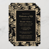 黒い金ゴールドヴィンテージフォトお祝いの生活 招待状 (正面/裏面)