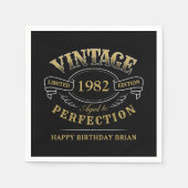 黒い金ゴールドヴィンテージ完璧な誕生日昼寝 スタンダードカクテルナプキン (正面)