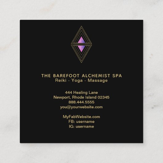 *~*黒い金ゴールド三角形神聖図形錬金術 スクエア名刺 (裏面)