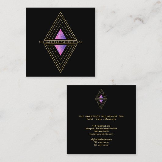 *~*黒い金ゴールド三角形神聖図形錬金術 スクエア名刺 (正面/裏面)