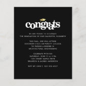 黒い金ゴールド予算の写真の卒業はっきりした招待状 (裏面)