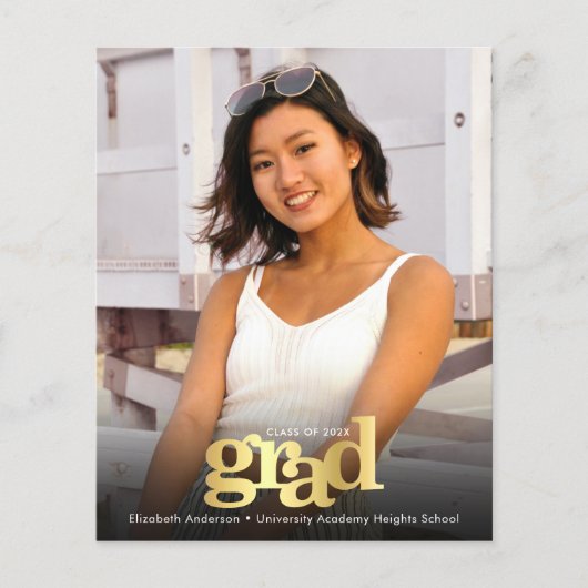 黒い金ゴールド予算の写真の卒業はっきりした招待状 (正面)