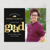 黒い金ゴールド予算の写真はっきりしたの卒業招待状 (正面)